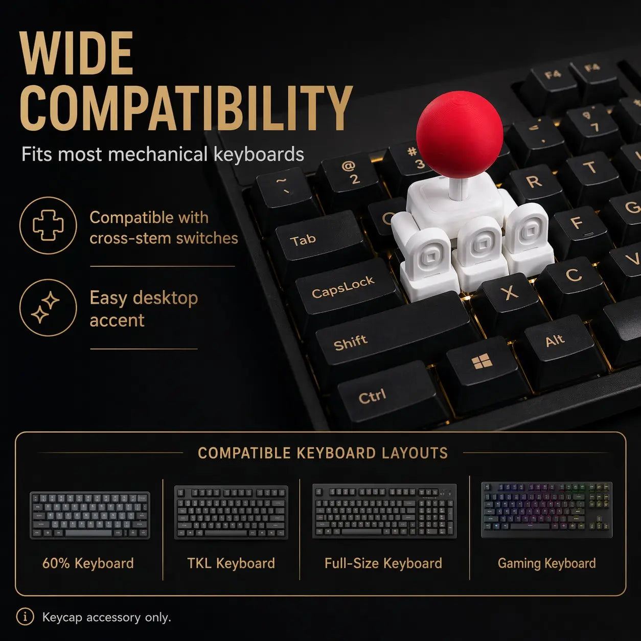 3D Printed Joystick Keycap for Mechanical Keyboard, Creative Stress Relief Desk Decor