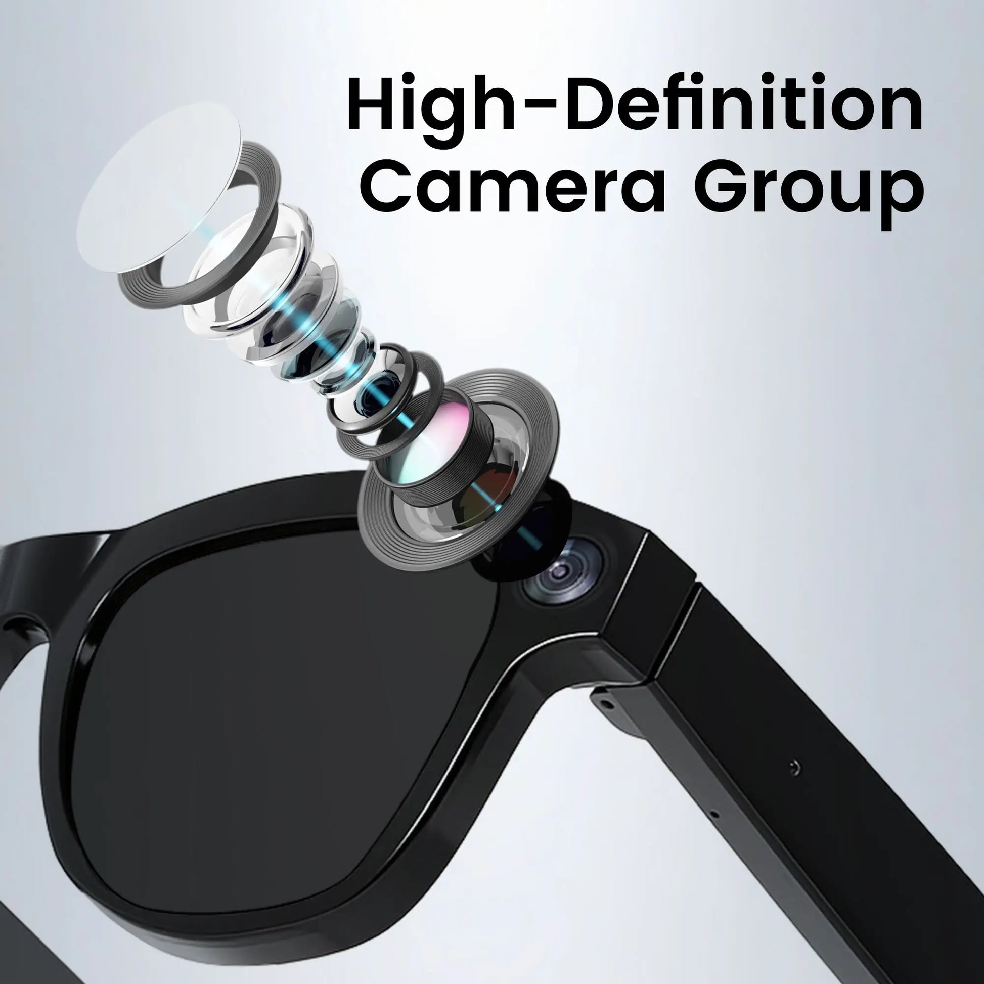 Gemirels Wireless Wearable AI Smart Camera Glasses - HD Anti-Shake Recording, Real-Time Translation, Bluetooth Audio & Calls, 1-Touch Capture for Outdoor Travel, Daily Use Fathersdaygift, Camera Smart Sunglasses, Smart Music Glasses