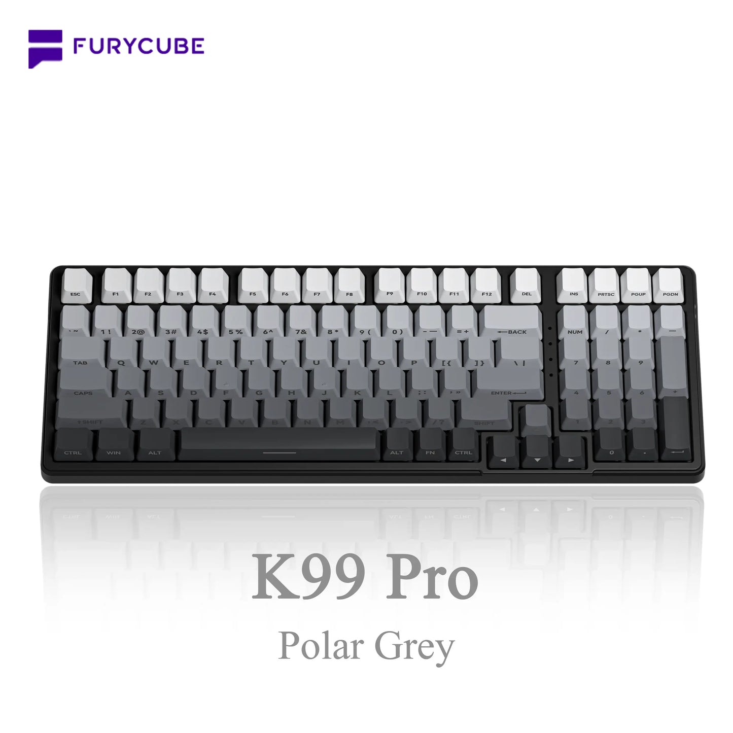FURYCUBE K99 Pro Mechanical Keyboard Wireless with Num Pad Full Size Wired/Bluetooth/2.4G Gasket Structure Keyboard Creamy Sound for Laptop Computer RGB Backlit,3/5 Pin Hot Swappable Customize Keyboard E-Sports, Office, PBT Keycaps, Mothersdaygift Tiktoks