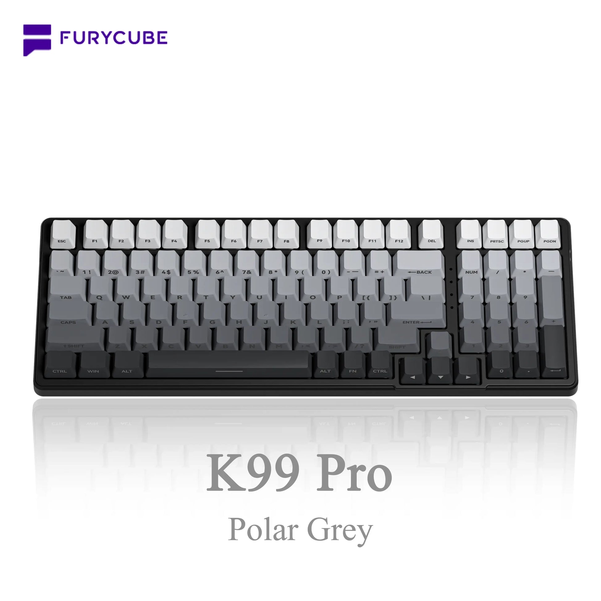 FURYCUBE K99 Pro Mechanical Keyboard Wireless with Num Pad Full Size Wired/Bluetooth/2.4G Gasket Structure Keyboard Creamy Sound for Laptop Computer RGB Backlit,3/5 Pin Hot Swappable Customize Keyboard E-Sports, Office, PBT Keycaps, Mothersdaygift Tiktoks