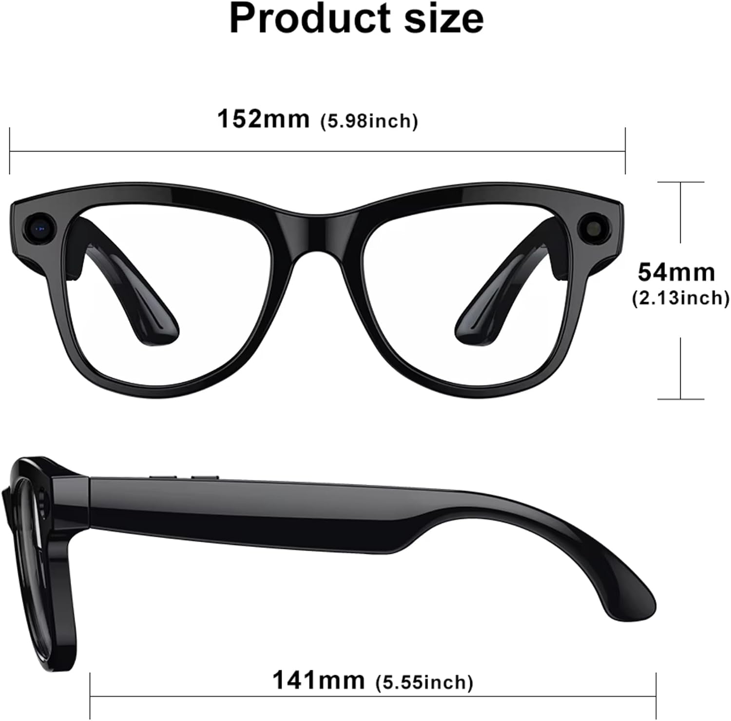 AI Smart Glasses 4K HD Camera, BT Call 800W Anti-Shake Camera Glasses with Video Recording Dual Mic Simultaneous Interpretation/Gpt Identify Objects with Charging Case and Replaceable Lenses