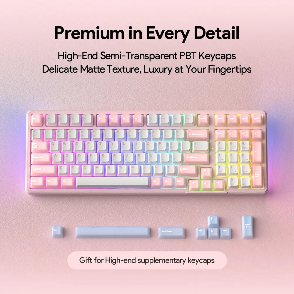 FURYCUBE K99 Pro Mechanical Keyboard Wireless with Num Pad Full Size Wired/Bluetooth/2.4G Gasket Structure Keyboard Creamy Sound for Laptop Computer RGB Backlit,3/5 Pin Hot Swappable Customize Keyboard E-Sports, Office, PBT Keycaps, Mothersdaygift Tiktoks